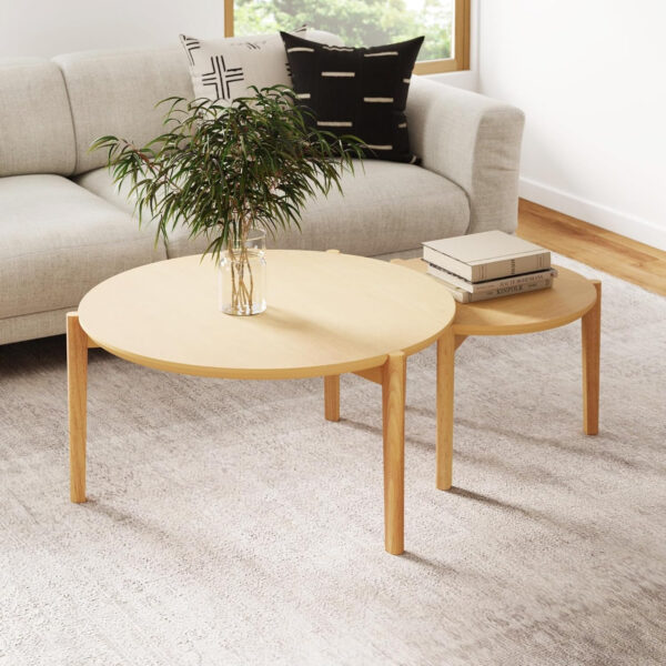 6887ccd41bfcbdc03c66a724a9d7786ae519d20ea255167321254.jpg Nathan James Kendall Round Modern Nesting Coffee Set of 2, Stacking Living Room Accent Tables, Light Brown