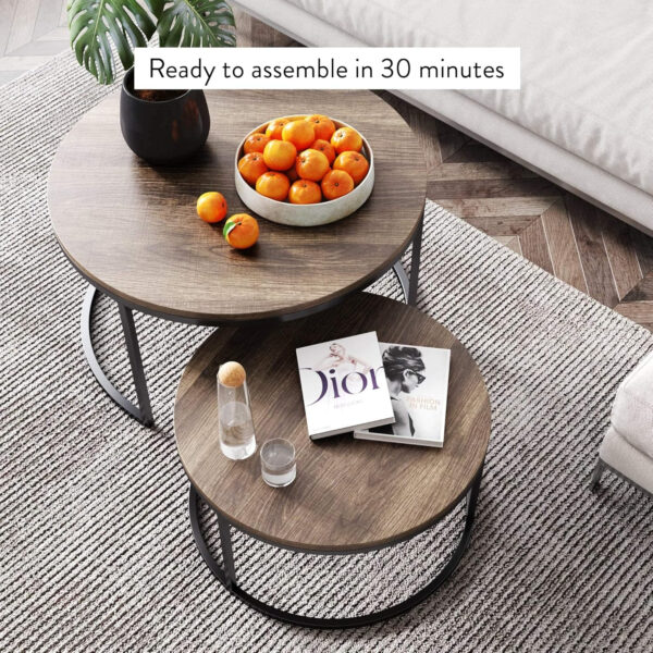 6887cce54b8b9902377101426f663af7e6a9c3ec75611a27f48ed.jpg Nathan James Kendall Round Modern Nesting Coffee Set of 2, Stacking Living Room Accent Tables, Light Brown
