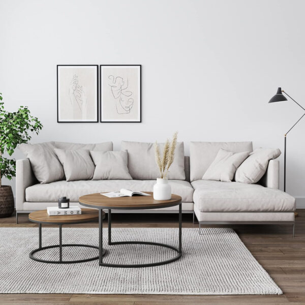 6887cd050c61305affe99c3697317630efa266d1bf403f43cf0af.jpg Nathan James Kendall Round Modern Nesting Coffee Set of 2, Stacking Living Room Accent Tables, Light Brown