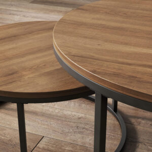 6887cd08148aa037114852d244ed345d4b436ab4c96765c0c12b2.jpg Nathan James Kendall Round Modern Nesting Coffee Set of 2, Stacking Living Room Accent Tables, Light Brown