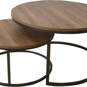 6887cd0aaa481ea6568036f64d67fe6e1931666bb203b13deac2b.jpg Nathan James Kendall Round Modern Nesting Coffee Set of 2, Stacking Living Room Accent Tables, Light Brown