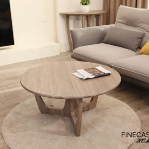 FINECASA Wooden Round Coffee Table, Curved Leg, Furniture, Accent Couch, Coffee Table for Livingroom, Round Wood Table, 36 x 18 Inches, Natural