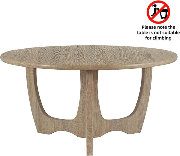 FINECASA Wooden Round Coffee Table, Curved Leg, Furniture, Accent Couch, Coffee Table for Livingroom, Round Wood Table, 36 x 18 Inches, Natural