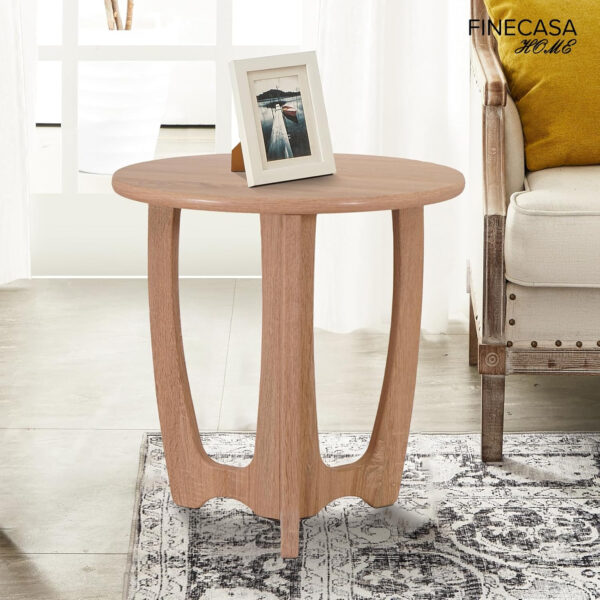 FINECASA Wooden Round Coffee Table, Curved Leg, Furniture, Accent Couch, Coffee Table for Livingroom, Round Wood Table, 36 x 18 Inches, Natural