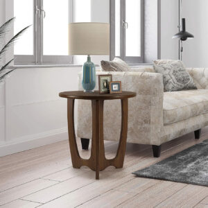 FINECASA Wooden Round Coffee Table, Curved Leg, Furniture, Accent Couch, Coffee Table for Livingroom, Round Wood Table, 36 x 18 Inches, Natural