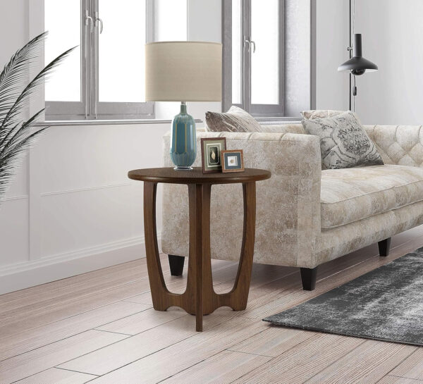 FINECASA Wooden Round Coffee Table, Curved Leg, Furniture, Accent Couch, Coffee Table for Livingroom, Round Wood Table, 36 x 18 Inches, Natural