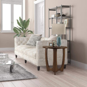 FINECASA Wooden Round Coffee Table, Curved Leg, Furniture, Accent Couch, Coffee Table for Livingroom, Round Wood Table, 36 x 18 Inches, Natural