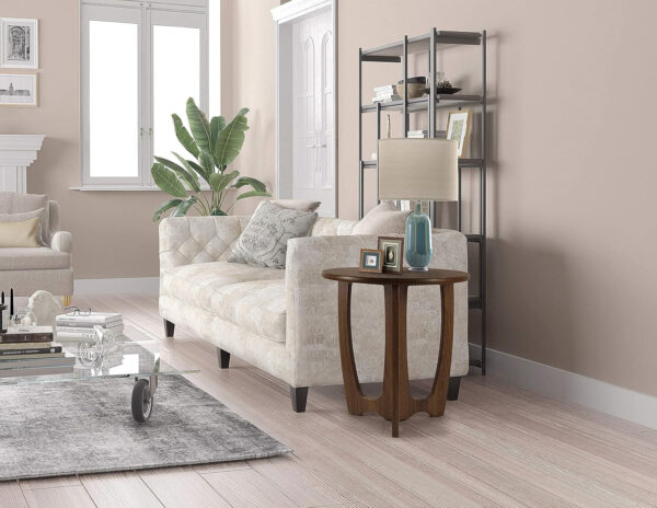 FINECASA Wooden Round Coffee Table, Curved Leg, Furniture, Accent Couch, Coffee Table for Livingroom, Round Wood Table, 36 x 18 Inches, Natural