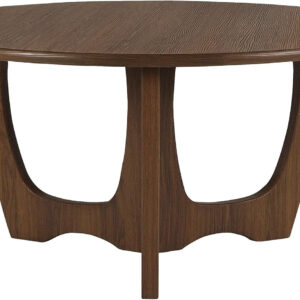 FINECASA Wooden Round Coffee Table, Curved Leg, Furniture, Accent Couch, Coffee Table for Livingroom, Round Wood Table, 36 x 18 Inches, Natural