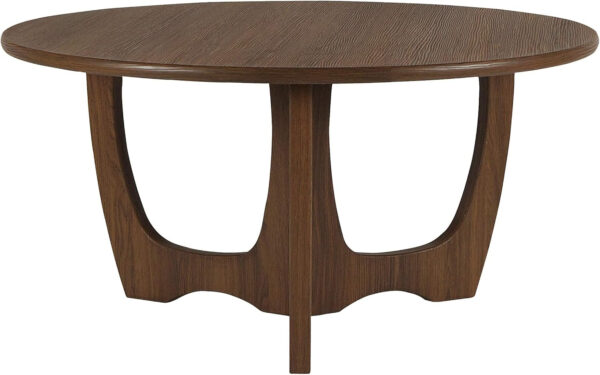 FINECASA Wooden Round Coffee Table, Curved Leg, Furniture, Accent Couch, Coffee Table for Livingroom, Round Wood Table, 36 x 18 Inches, Natural