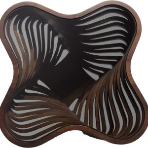 6887cdc5e4078c2e13627592dfd4c9e96e192fc5c708507c8a7cb.jpg by Papella Design, Cloud Coffee Table, Modern Decorative Wooden Center Table, Glass Top Living Room & Reception Coffee Table, Natural Walnut Veneer, Rustic & Contemporary Style, for Home & Office