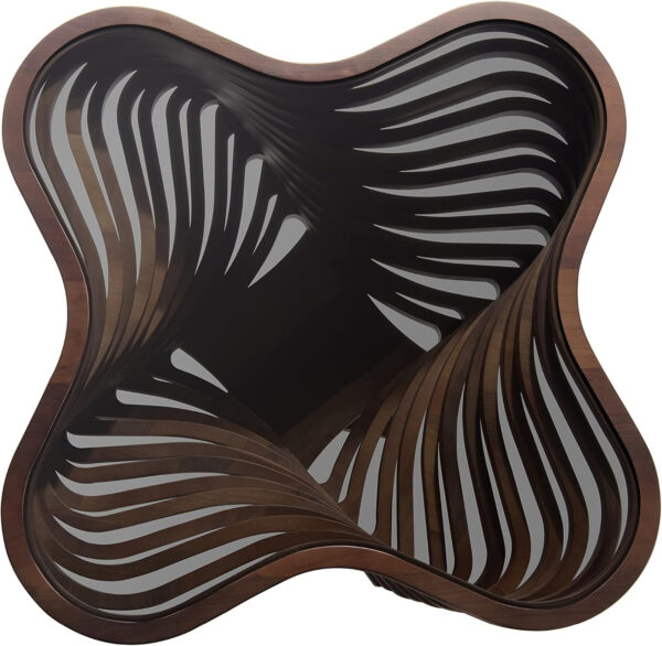 6887cdc5e4078c2e13627592dfd4c9e96e192fc5c708507c8a7cb.jpg by Papella Design, Cloud Coffee Table, Modern Decorative Wooden Center Table, Glass Top Living Room & Reception Coffee Table, Natural Walnut Veneer, Rustic & Contemporary Style, for Home & Office