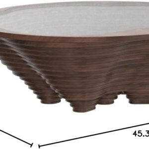 6887cdc8cc328229d17dd77e162f7800e9fa441fde4f8c3be9da1.jpg by Papella Design, Cloud Coffee Table, Modern Decorative Wooden Center Table, Glass Top Living Room & Reception Coffee Table, Natural Walnut Veneer, Rustic & Contemporary Style, for Home & Office