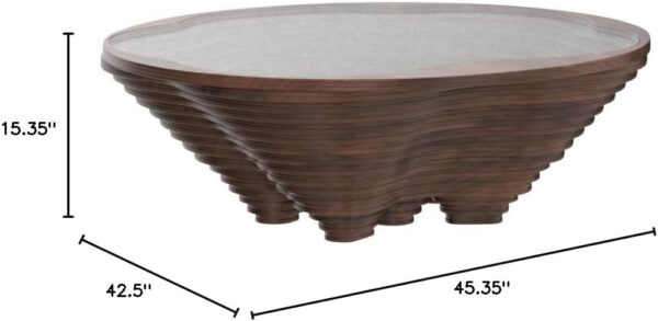 6887cdc8cc328229d17dd77e162f7800e9fa441fde4f8c3be9da1.jpg by Papella Design, Cloud Coffee Table, Modern Decorative Wooden Center Table, Glass Top Living Room & Reception Coffee Table, Natural Walnut Veneer, Rustic & Contemporary Style, for Home & Office