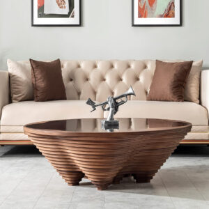 6887cdca21ad05ecccaa15fb31772b45ecd53e478a9af198fd0a1.jpg by Papella Design, Cloud Coffee Table, Modern Decorative Wooden Center Table, Glass Top Living Room & Reception Coffee Table, Natural Walnut Veneer, Rustic & Contemporary Style, for Home & Office