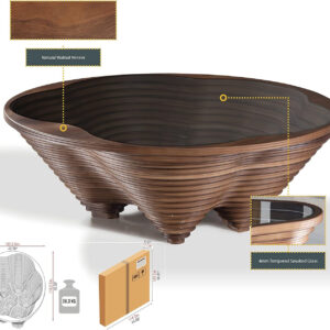 6887cdcf7d61b0cd9dbeb35d4133a9672bfa8f1813eabc968b3ee.jpg by Papella Design, Cloud Coffee Table, Modern Decorative Wooden Center Table, Glass Top Living Room & Reception Coffee Table, Natural Walnut Veneer, Rustic & Contemporary Style, for Home & Office