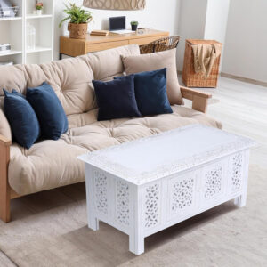 6887ce6190a94812a5fd163ed0b8676fa13ac5babfada91c9d842.jpg Hand-Carved Wooden Coffee Table – 36” x 18” Rectangular Mango Wood Center Table with Storage, White Antique Finish, Living Room & Accent Table