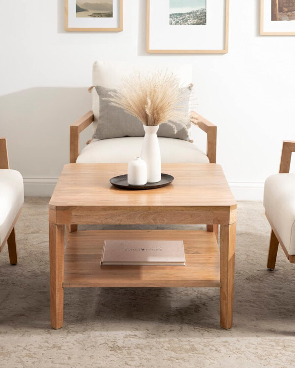 6887ce81e7e09368a4b92e4f2c6ab71e2faa50031afda2583e48f.jpg Kate and Laurel Talcott Tiered Square Coffee Table 26 x 26 x 18 Natural Brown Transitional Two-Tier Rectangular Living Room Table with Storage and Mango Wood Construction