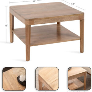 6887ce83321dbda034e9582597e0b9092dbc1d51aab294eb4cb3b.jpg Kate and Laurel Talcott Tiered Square Coffee Table 26 x 26 x 18 Natural Brown Transitional Two-Tier Rectangular Living Room Table with Storage and Mango Wood Construction