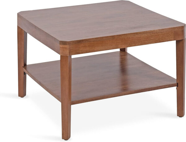 6887ce8a84757f127aeb942b4edb786de12effddfb26e19a5834b.jpg Kate and Laurel Talcott Tiered Square Coffee Table 26 x 26 x 18 Natural Brown Transitional Two-Tier Rectangular Living Room Table with Storage and Mango Wood Construction