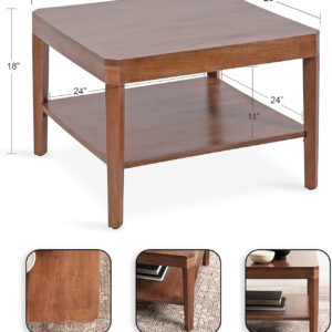 6887ce8d5d9bb12ad681b464f0c1186461b7630b9290ce0bab52d.jpg Kate and Laurel Talcott Tiered Square Coffee Table 26 x 26 x 18 Natural Brown Transitional Two-Tier Rectangular Living Room Table with Storage and Mango Wood Construction
