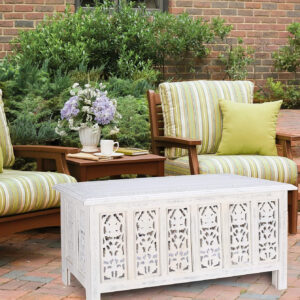 The Wooden Town Antique White Mango Wood Coffee Table - 36"x18" Rectangular Living Room Center Table, Rustic Wood Accent Table for Stylish & Durable Home Décor