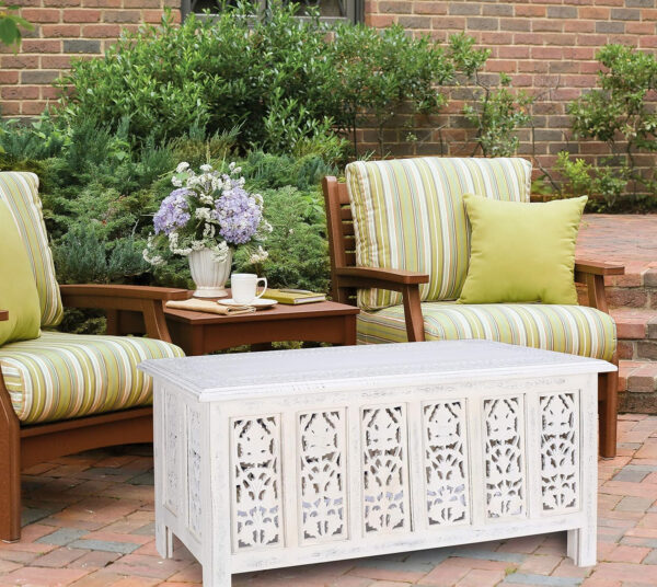 The Wooden Town Antique White Mango Wood Coffee Table - 36"x18" Rectangular Living Room Center Table, Rustic Wood Accent Table for Stylish & Durable Home Décor