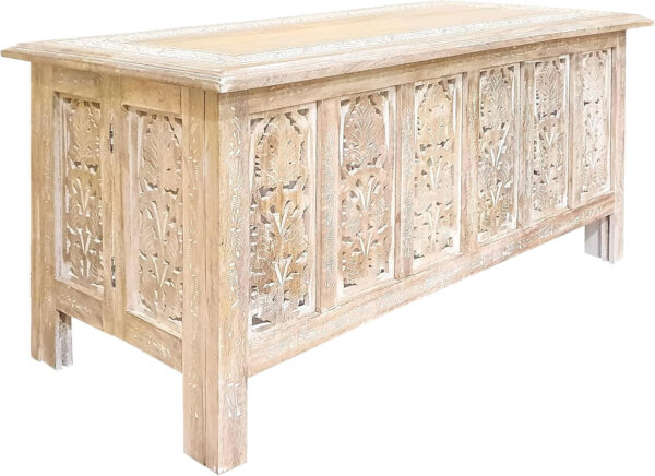 The Wooden Town Antique White Mango Wood Coffee Table - 36"x18" Rectangular Living Room Center Table, Rustic Wood Accent Table for Stylish & Durable Home Décor