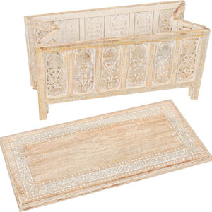 The Wooden Town Antique White Mango Wood Coffee Table - 36"x18" Rectangular Living Room Center Table, Rustic Wood Accent Table for Stylish & Durable Home Décor