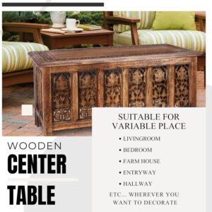 The Wooden Town Antique White Mango Wood Coffee Table - 36"x18" Rectangular Living Room Center Table, Rustic Wood Accent Table for Stylish & Durable Home Décor