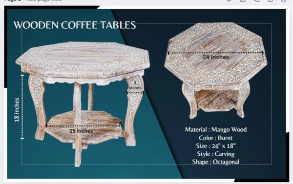 The Wooden Town Antique White Mango Wood Coffee Table - 36"x18" Rectangular Living Room Center Table, Rustic Wood Accent Table for Stylish & Durable Home Décor