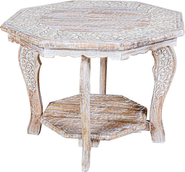 The Wooden Town Antique White Mango Wood Coffee Table - 36"x18" Rectangular Living Room Center Table, Rustic Wood Accent Table for Stylish & Durable Home Décor