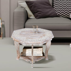 The Wooden Town Antique White Mango Wood Coffee Table - 36"x18" Rectangular Living Room Center Table, Rustic Wood Accent Table for Stylish & Durable Home Décor