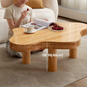 MIINO Walnut Modern Coffee Table with Triple Base, 31.5" L x 22" W x 16" H Mid-Century Modern Short Cocktail Table Center Table for Living Room, Patio