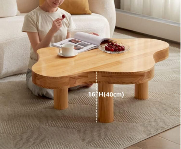 MIINO Walnut Modern Coffee Table with Triple Base, 31.5" L x 22" W x 16" H Mid-Century Modern Short Cocktail Table Center Table for Living Room, Patio