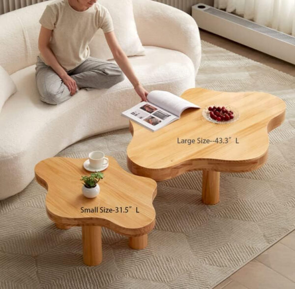 MIINO Walnut Modern Coffee Table with Triple Base, 31.5" L x 22" W x 16" H Mid-Century Modern Short Cocktail Table Center Table for Living Room, Patio