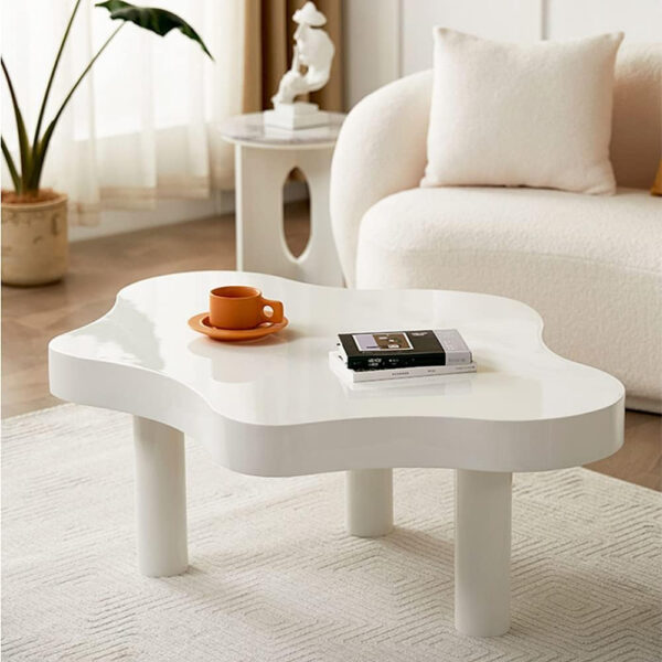 MIINO Walnut Modern Coffee Table with Triple Base, 31.5" L x 22" W x 16" H Mid-Century Modern Short Cocktail Table Center Table for Living Room, Patio