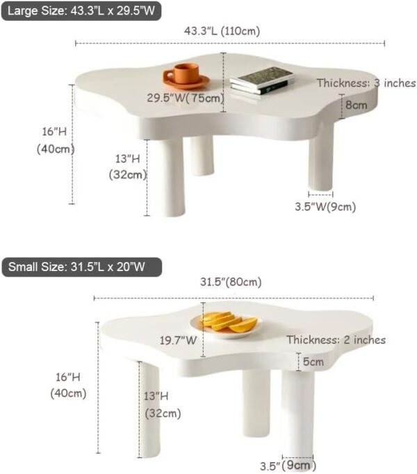MIINO Walnut Modern Coffee Table with Triple Base, 31.5" L x 22" W x 16" H Mid-Century Modern Short Cocktail Table Center Table for Living Room, Patio
