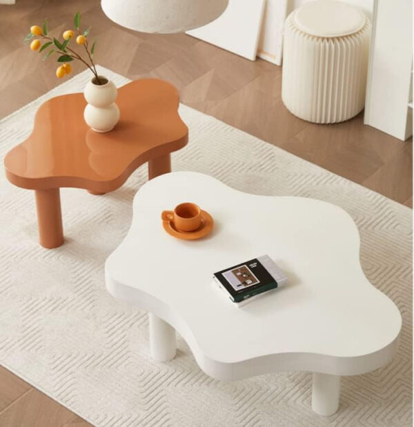 MIINO Walnut Modern Coffee Table with Triple Base, 31.5" L x 22" W x 16" H Mid-Century Modern Short Cocktail Table Center Table for Living Room, Patio