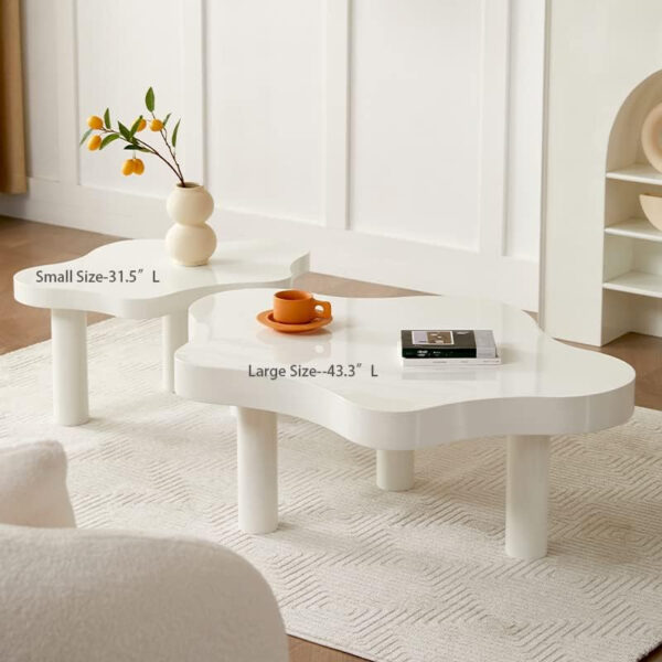 MIINO Walnut Modern Coffee Table with Triple Base, 31.5" L x 22" W x 16" H Mid-Century Modern Short Cocktail Table Center Table for Living Room, Patio