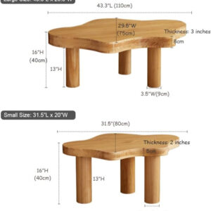 MIINO Walnut Modern Coffee Table with Triple Base, 31.5" L x 22" W x 16" H Mid-Century Modern Short Cocktail Table Center Table for Living Room, Patio