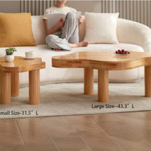 MIINO Walnut Modern Coffee Table with Triple Base, 31.5" L x 22" W x 16" H Mid-Century Modern Short Cocktail Table Center Table for Living Room, Patio