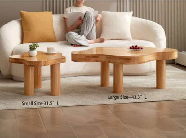 MIINO Walnut Modern Coffee Table with Triple Base, 31.5" L x 22" W x 16" H Mid-Century Modern Short Cocktail Table Center Table for Living Room, Patio