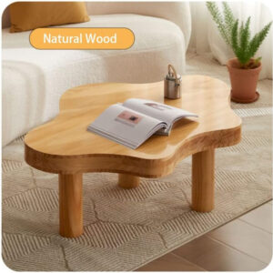MIINO Walnut Modern Coffee Table with Triple Base, 31.5" L x 22" W x 16" H Mid-Century Modern Short Cocktail Table Center Table for Living Room, Patio