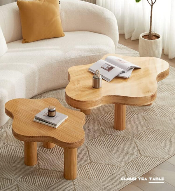 MIINO Walnut Modern Coffee Table with Triple Base, 31.5" L x 22" W x 16" H Mid-Century Modern Short Cocktail Table Center Table for Living Room, Patio