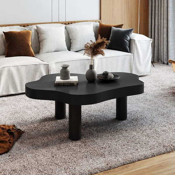 MIINO Walnut Modern Coffee Table with Triple Base, 31.5" L x 22" W x 16" H Mid-Century Modern Short Cocktail Table Center Table for Living Room, Patio