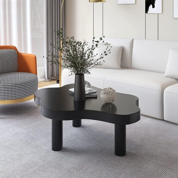 MIINO Walnut Modern Coffee Table with Triple Base, 31.5" L x 22" W x 16" H Mid-Century Modern Short Cocktail Table Center Table for Living Room, Patio