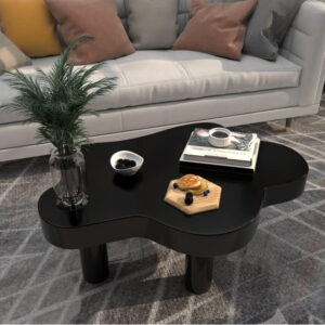 MIINO Walnut Modern Coffee Table with Triple Base, 31.5" L x 22" W x 16" H Mid-Century Modern Short Cocktail Table Center Table for Living Room, Patio
