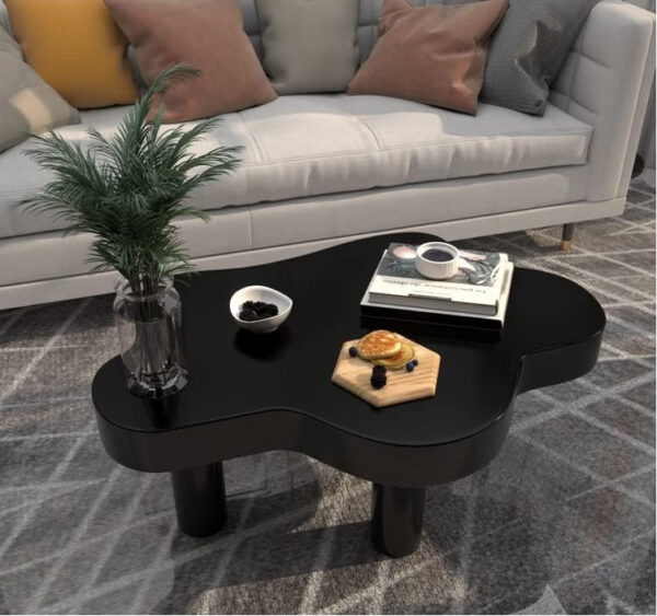 MIINO Walnut Modern Coffee Table with Triple Base, 31.5" L x 22" W x 16" H Mid-Century Modern Short Cocktail Table Center Table for Living Room, Patio