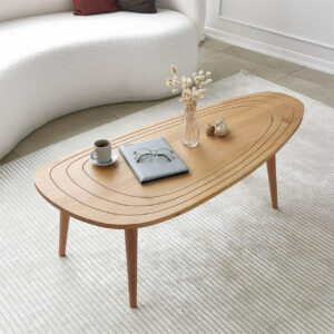 6887cf5dd11018b8804353aaf9b57869d1439df8cda17a7cbc7f1.jpg Solid Wood Oval Coffee Table, Engraved Wooden Center Table, Modern Surfboard Table, Mid Century Aesthetic Low Coffee Table, Vintage Living Room Furniture (Natural)